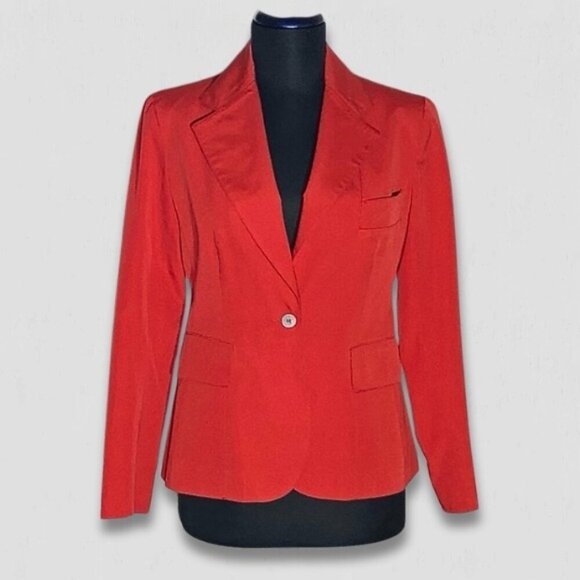 Evan Picone Red Linen Cotton Blazer Jacket Small - Picture 1 of 12